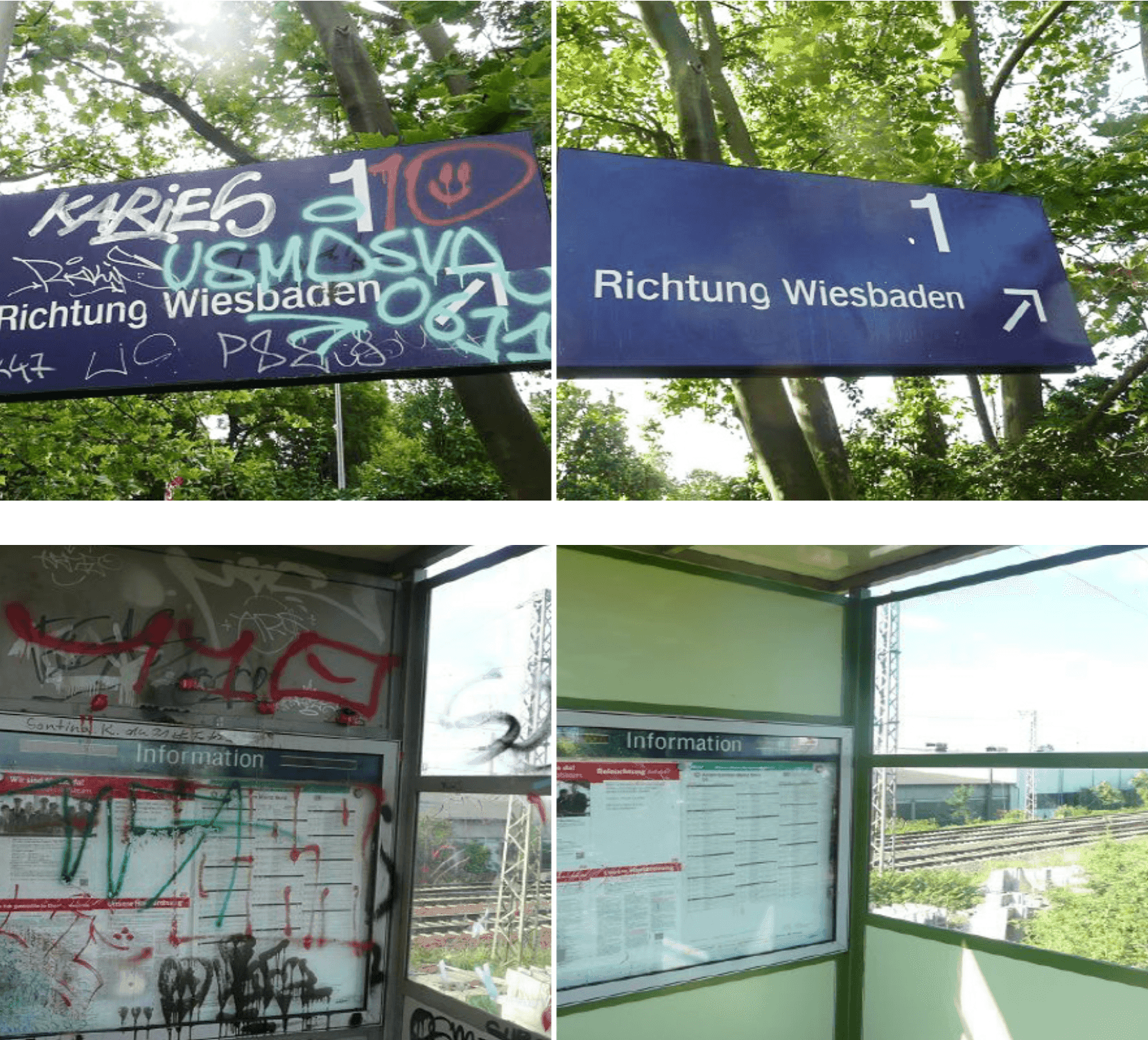 Vandalismusschäden voher-nachher