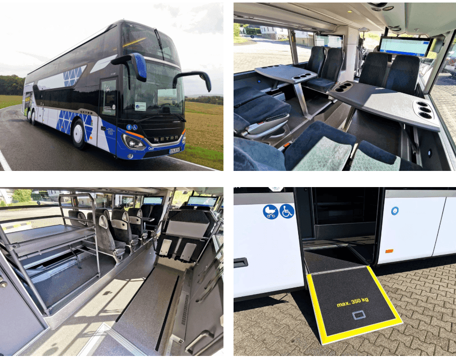 Vier Ansichten neuer Regionalbusse